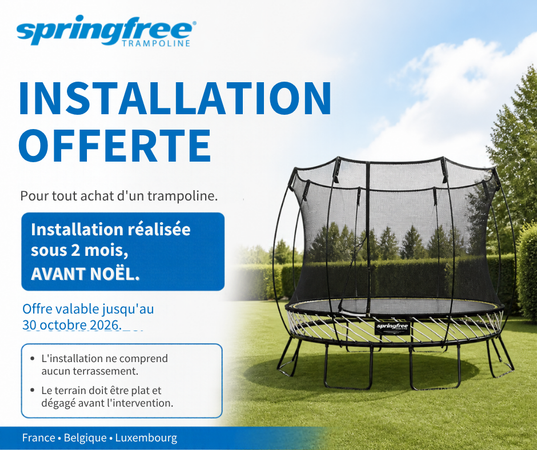 Installation offerte sur votre trampoline Springfree